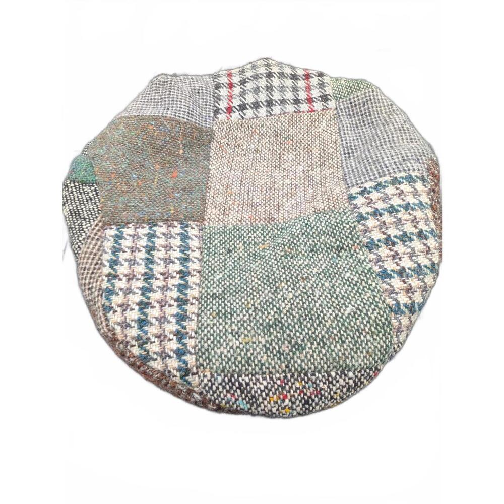 Vintage Irish Tweed Patchwork 100% Wool Flat Cap Hat Newsboy